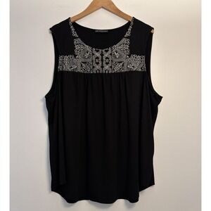 Adriana Pappell Sleeveless Embroidered 1X Tank Top Witchy Goth Fairy Boho Rodeo